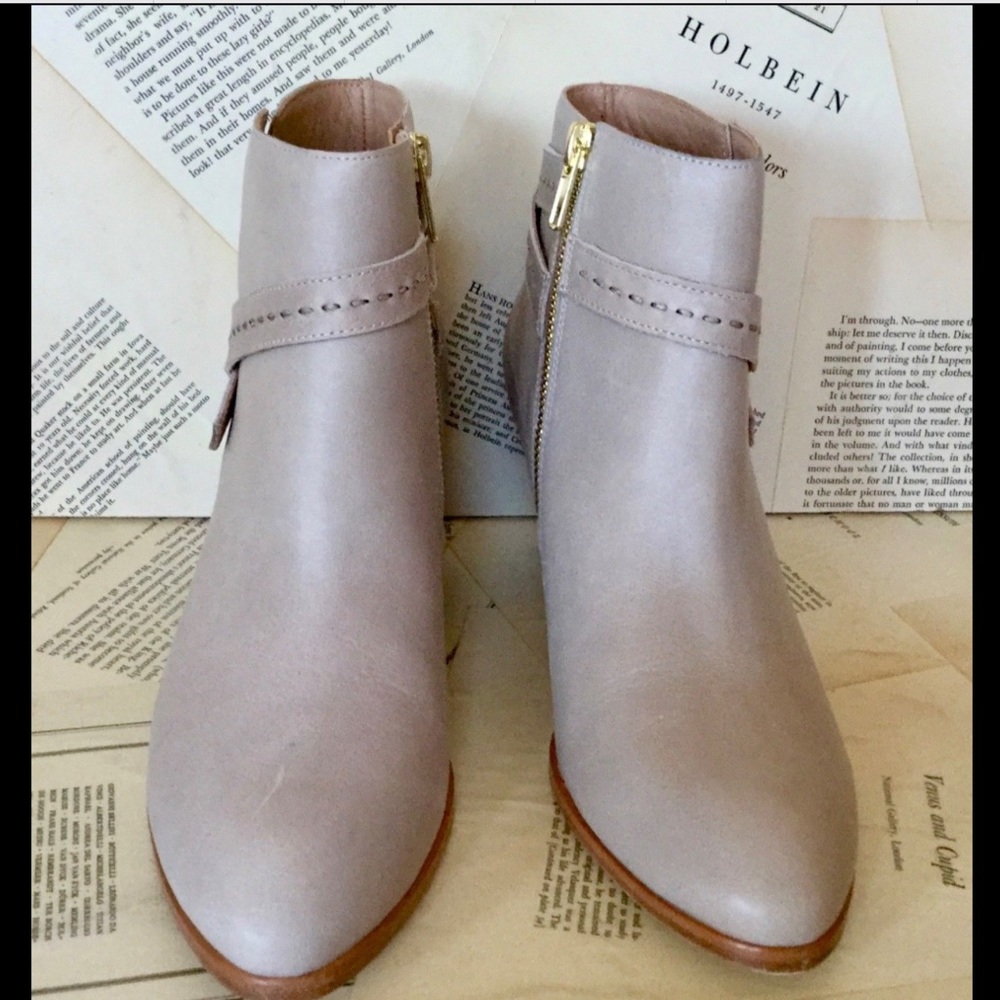 Anthropologie Leather Buckle Inside Zip Boot 8 - Picture 6 of 7